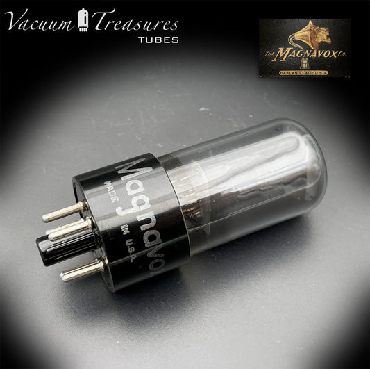 6V6GT Magnavox by RCA Smoked Glass AMPLITREX Tested Tube Black Plate DD Getter Made in USA '55