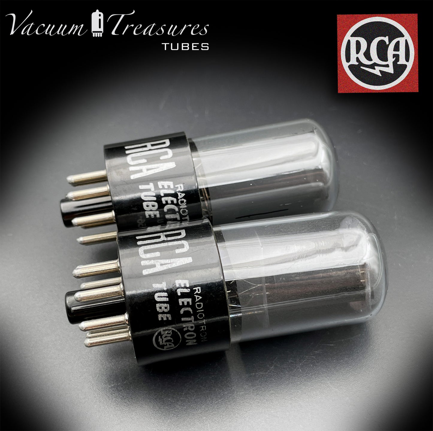 6SL7 GT ( VT-229 ) RCA NOS Black Plates Legendary Grafite Glass Square Getter Tested Pair Tubes Made in USA '50s