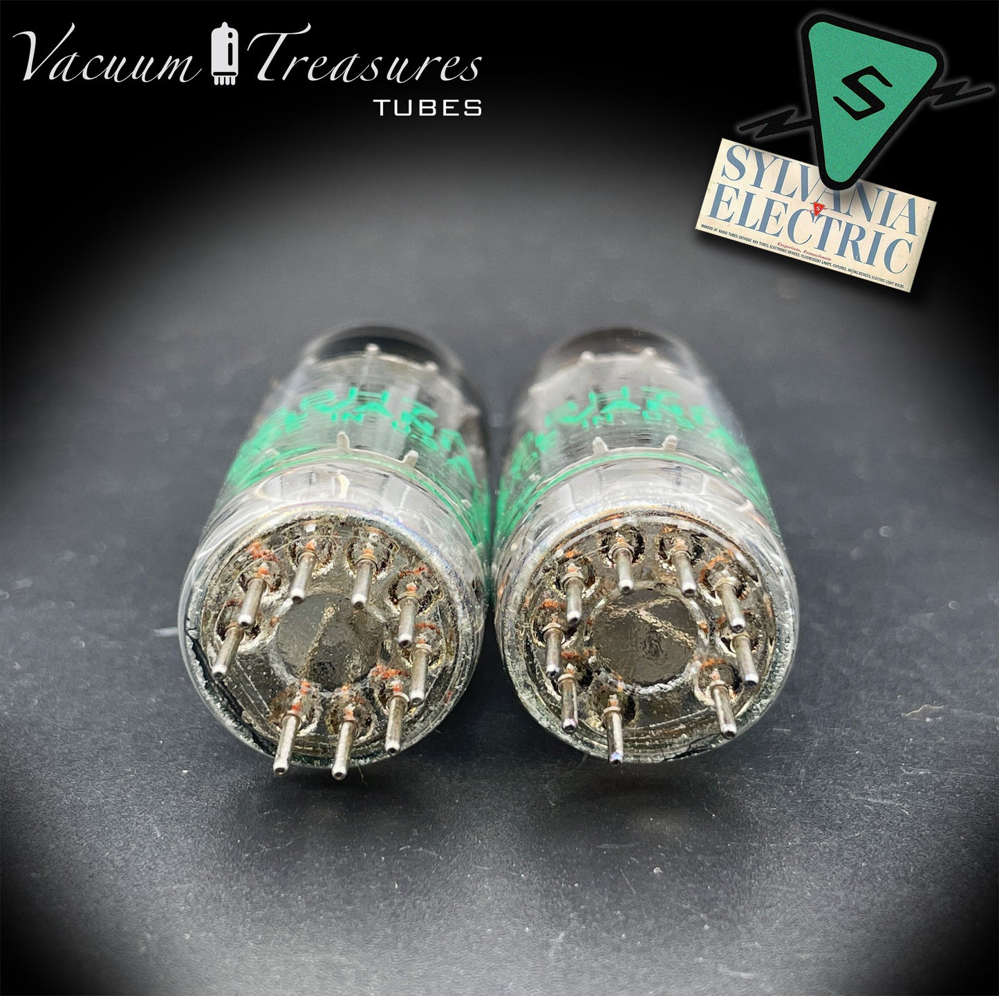 12BH7A NOS NIB Sylvania Gray Plates Halo Getter Matched Pair Tubes USA 1975