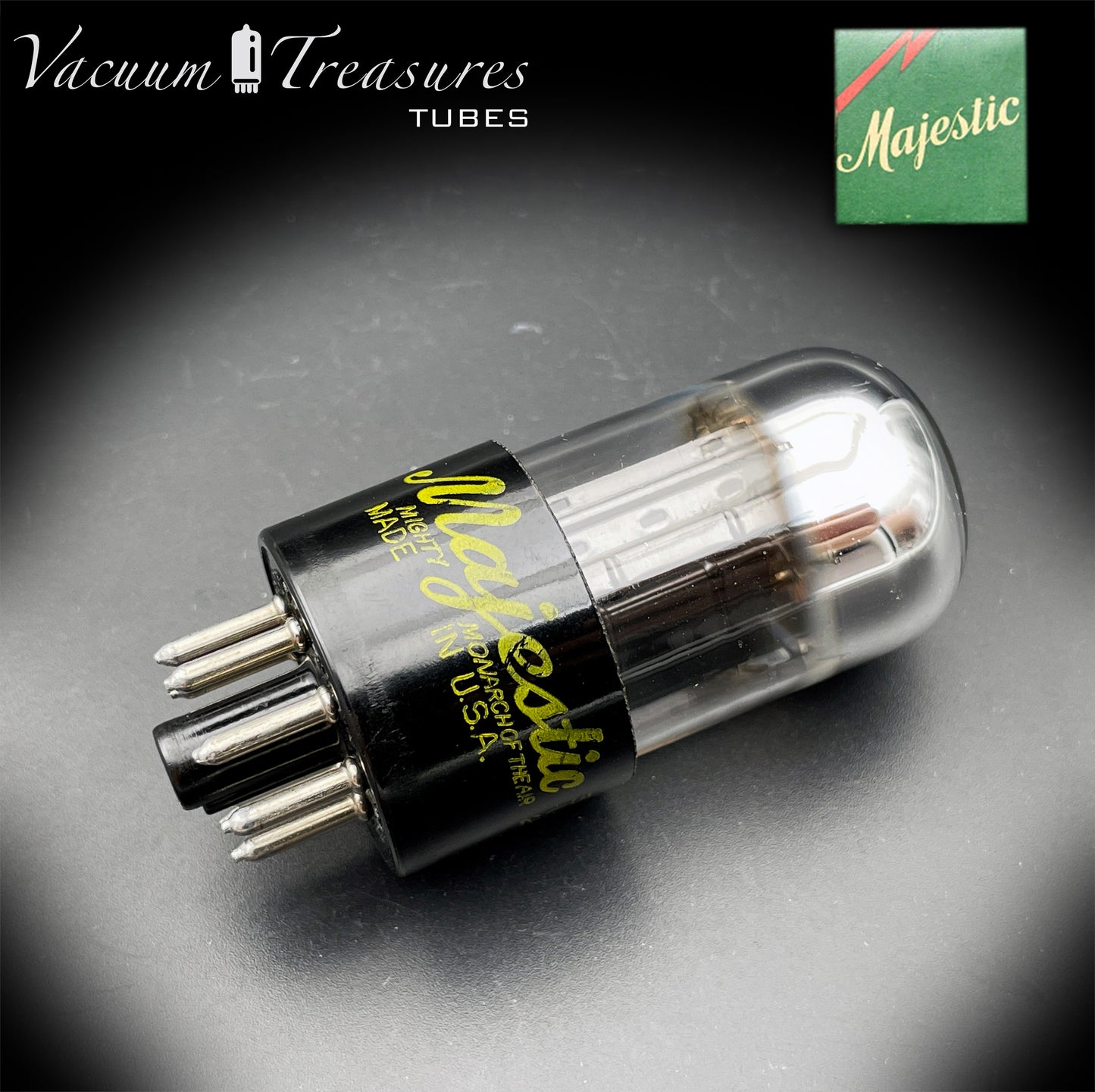 6SN7GTA NOS MAJESTIC by SYLVANIA CHROME TOP AMPLITREX Tested Tube Made in USA '50s