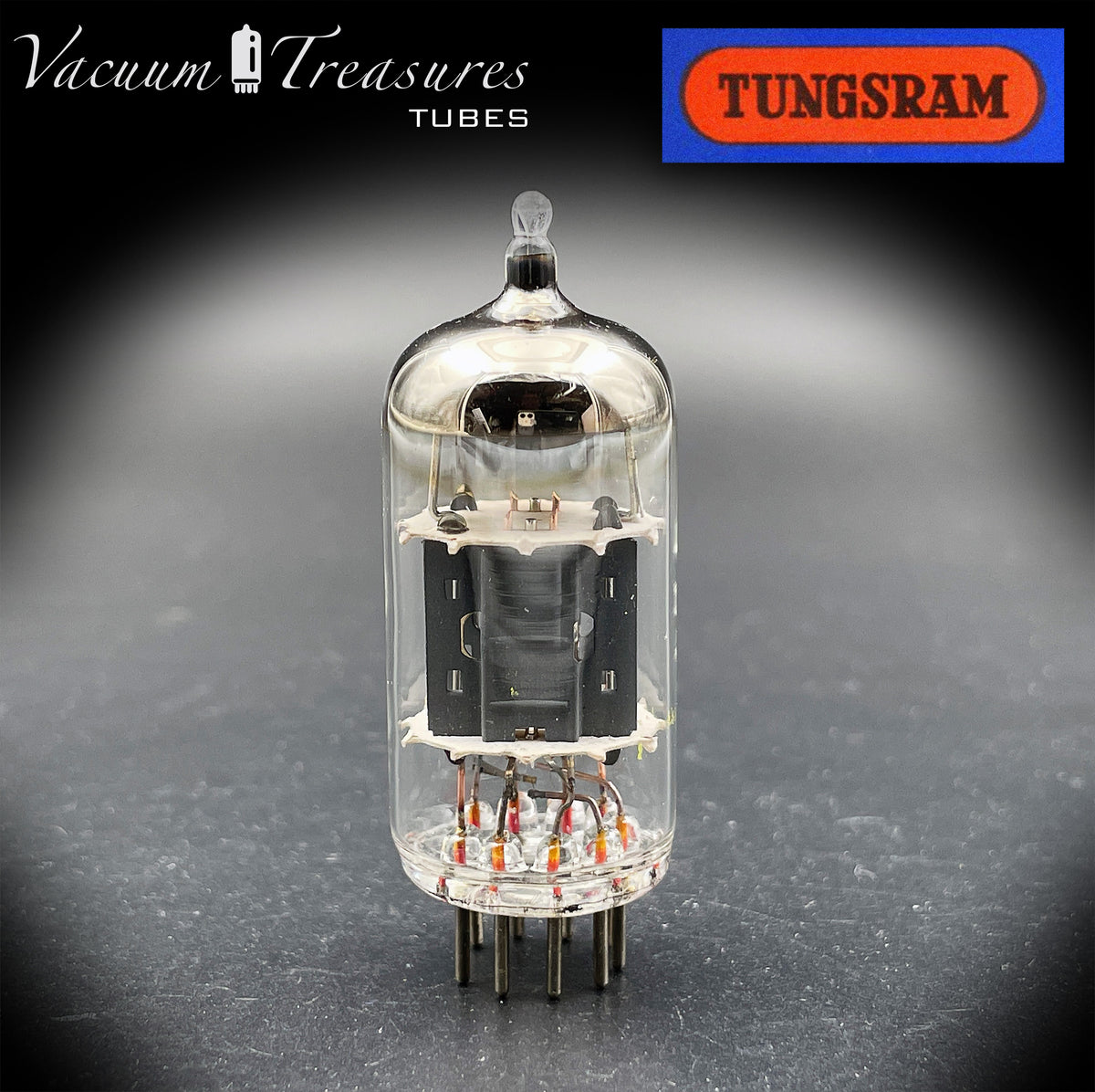 12AX7 / ECC83 TUNGSRAM Short Gray Plate Dual Post Halo Getter Tube Made in Hungary