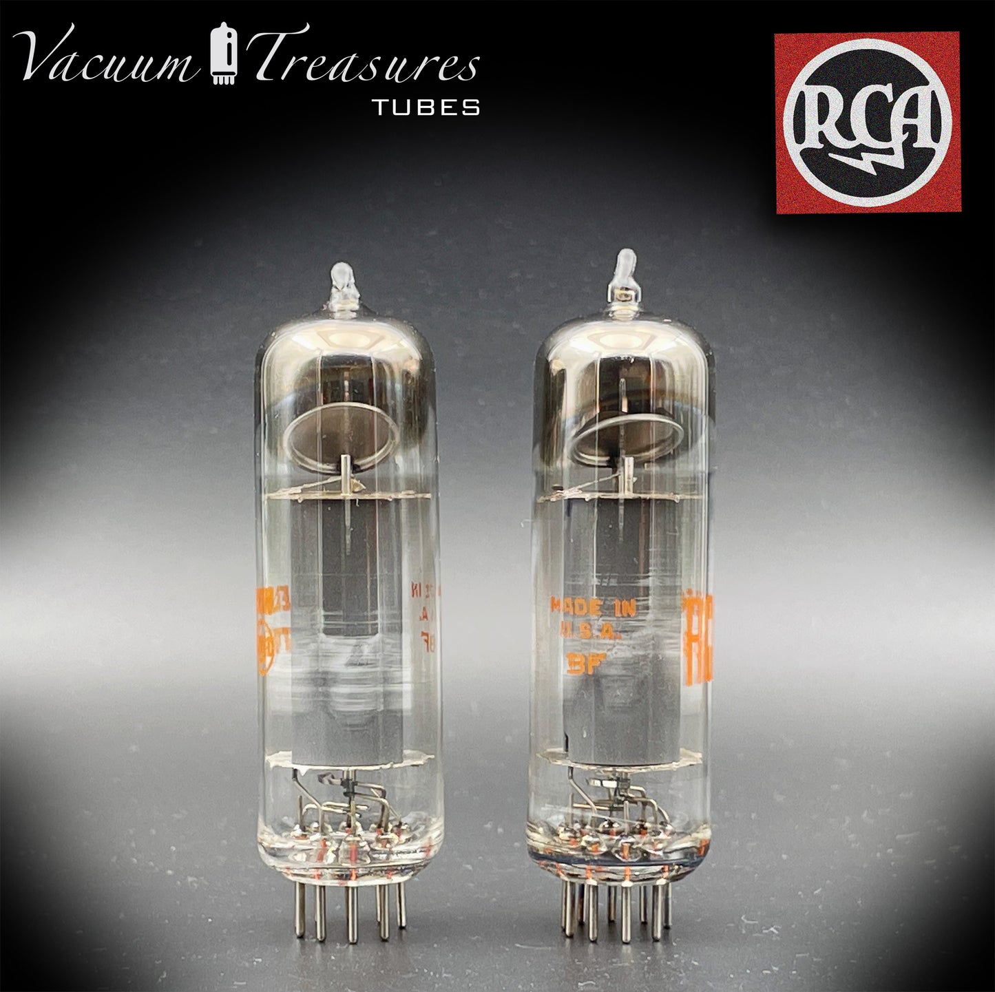 6BQ5 ( EL84 ) RCA NOS NIB Gray Plates Disc Halo Getter Tested Pair Tubes Made in USA '66