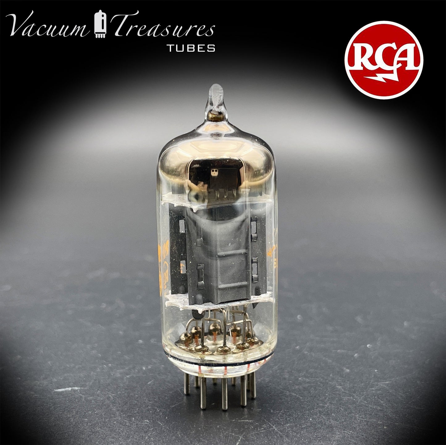 12AX7 ECC83 NOS RCA Long Gray Plates Square Getter Tube Made in USA '50s