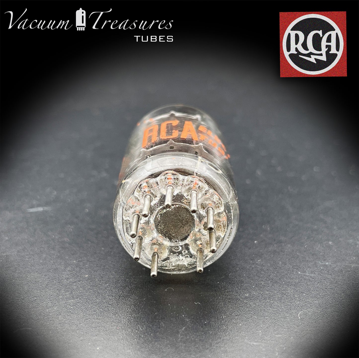 12AX7 / ECC83 RCA Long Black Plates Square Tilt getter - Balanced - Low Noise & Mic - Made in USA '58