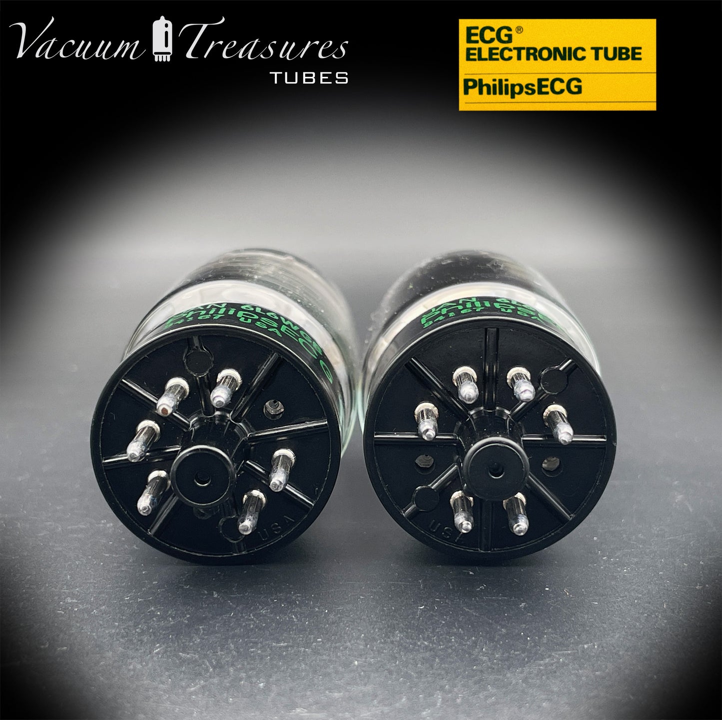 JAN 6L6WGB PHILIPS ECG Matched Pair Gray Plates Side Halo Getter AMPLITREX Tested – NOS NIB