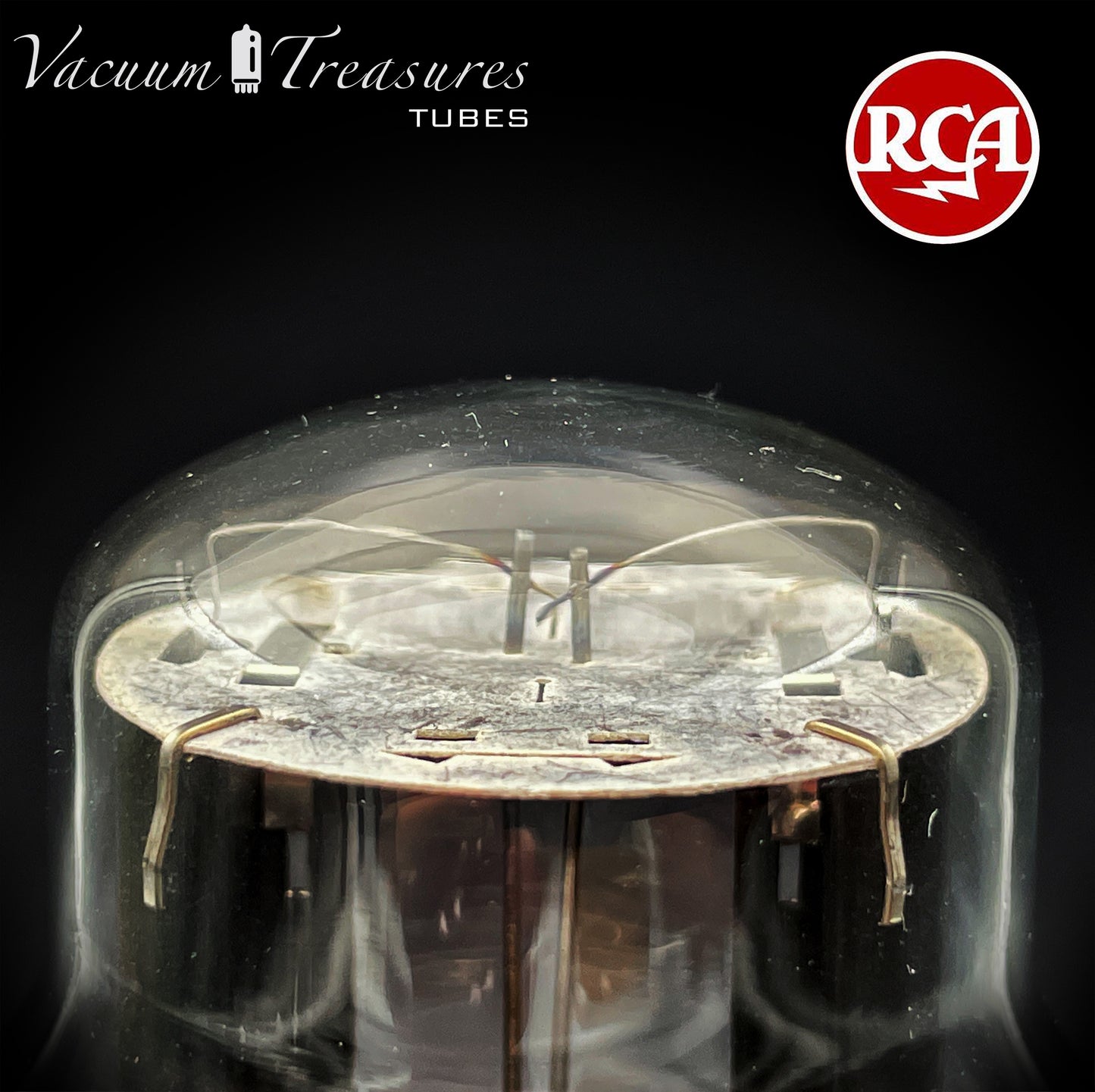 5R4GY INTERNATIONAL (RCA) – Black Plates Brown Base – Hanging Filaments – NOS NIB – Made in USA '50s