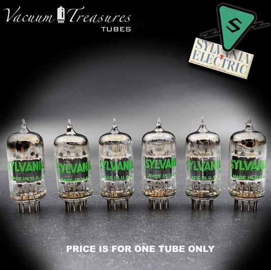 12AU7 ( ECC82 ) SYLVANIA NOS Short Gray Plates Square Getter Tested Tube Made in USA '47