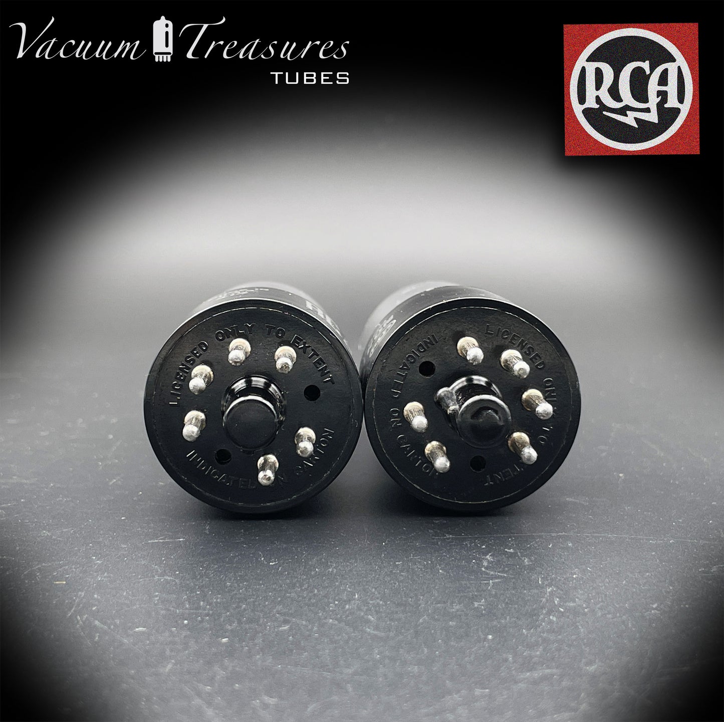 6V6 GT RCA NOS NIB Black Plates Grafite Glass Double Square Getter Matched Tubes Made in USA '54