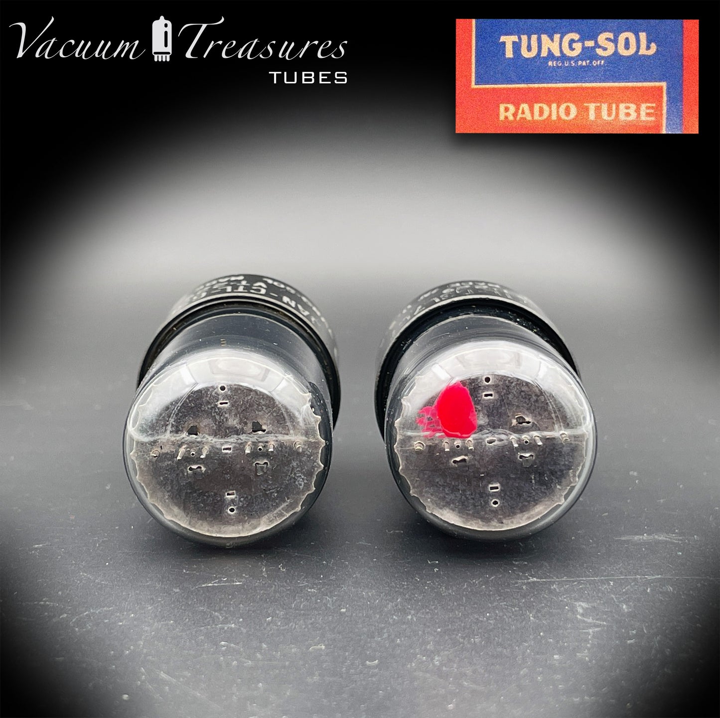 6SL7 GT ( VT-229 ) TUNG-SOL JAN CTL Black Glass Black Round Plates Matched Tubes Made in USA '50s