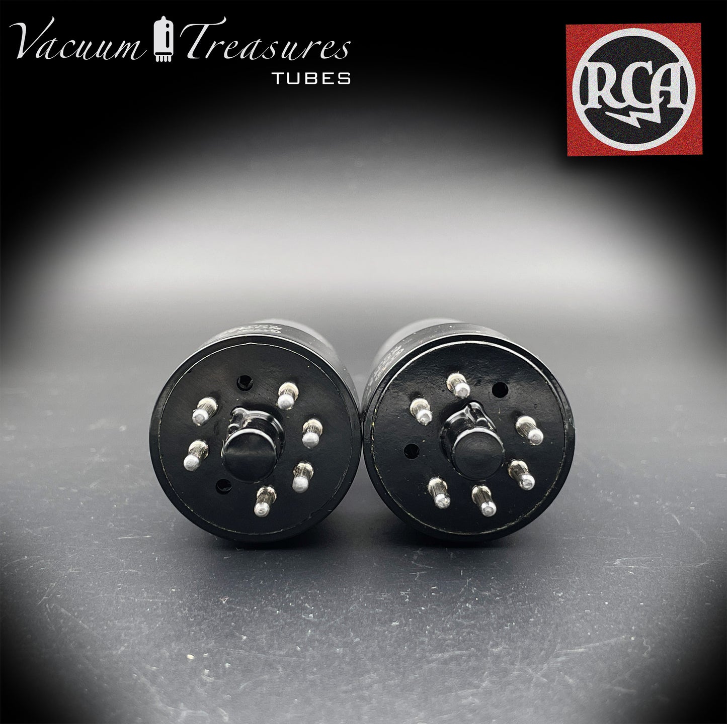 6V6 GT RCA NOS NIB Black Plates Grafite Glass Double Square Getter Matched Tubes Made in USA '57