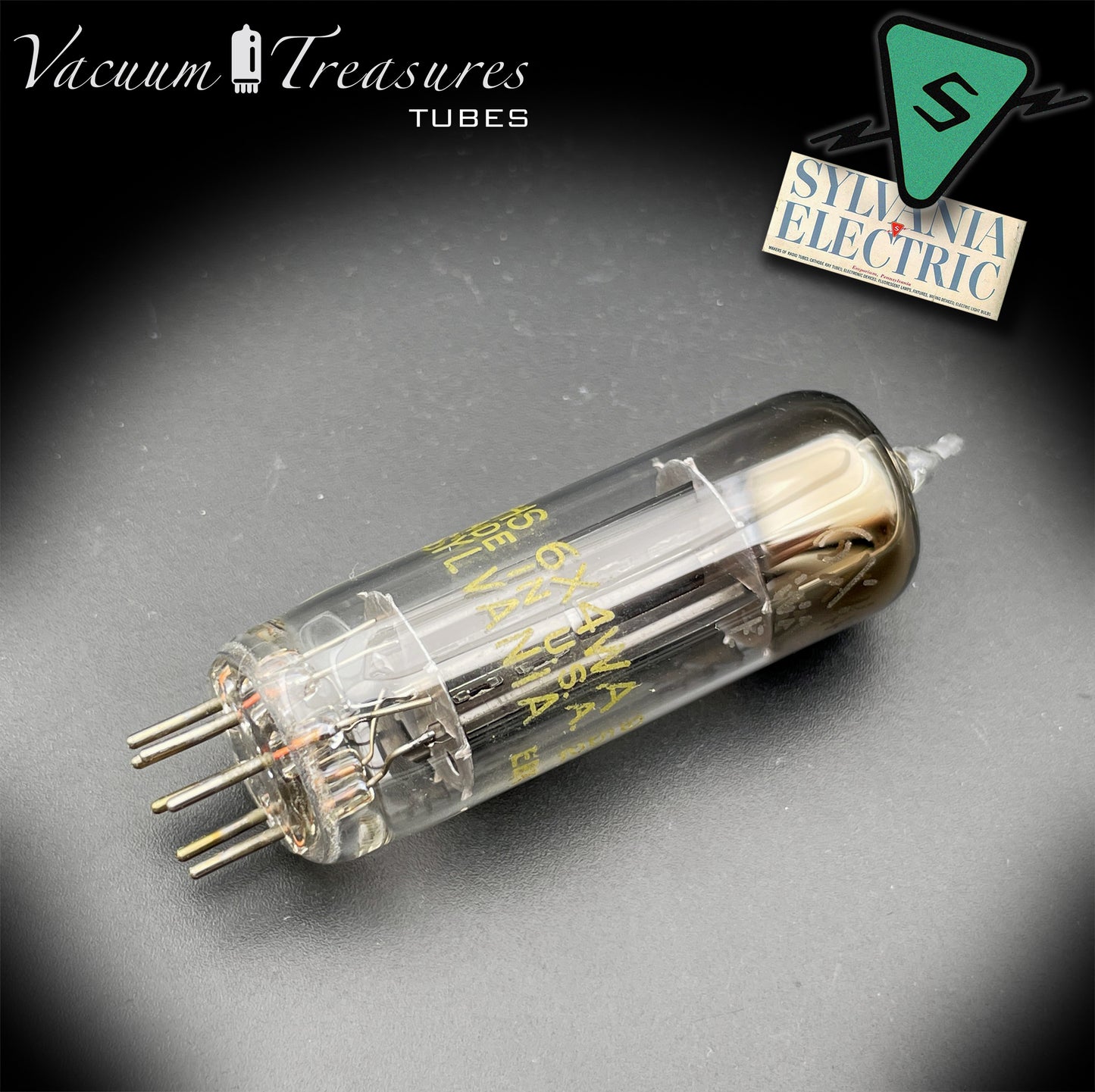 JHS 6X4W EZ90 NOS NIB SYLVANIA Tested Tube Black Plates Square Getter Made in USA '59