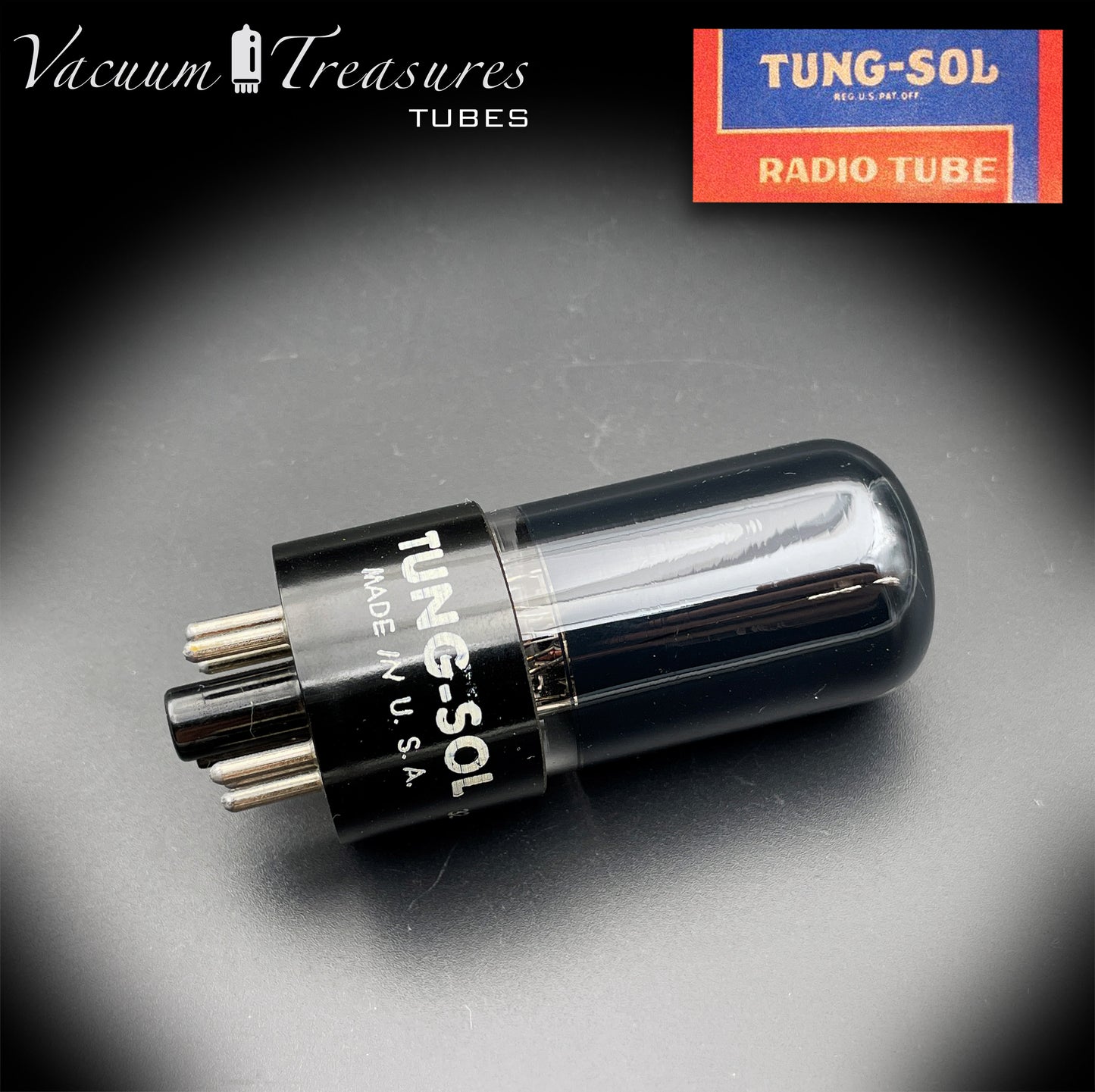 6V6 GT TUNG-SOL Black Glass Foil Getter Tested Pair Tubes MADE IN USA '56