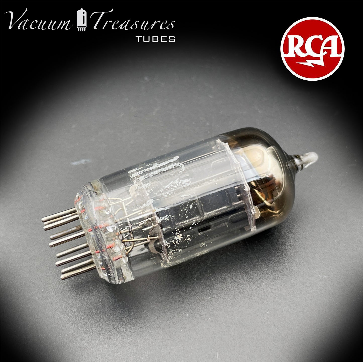 12AX7 ECC83 NOS RCA Long Black Plates Square Getter Tested Tube USA 1950s
