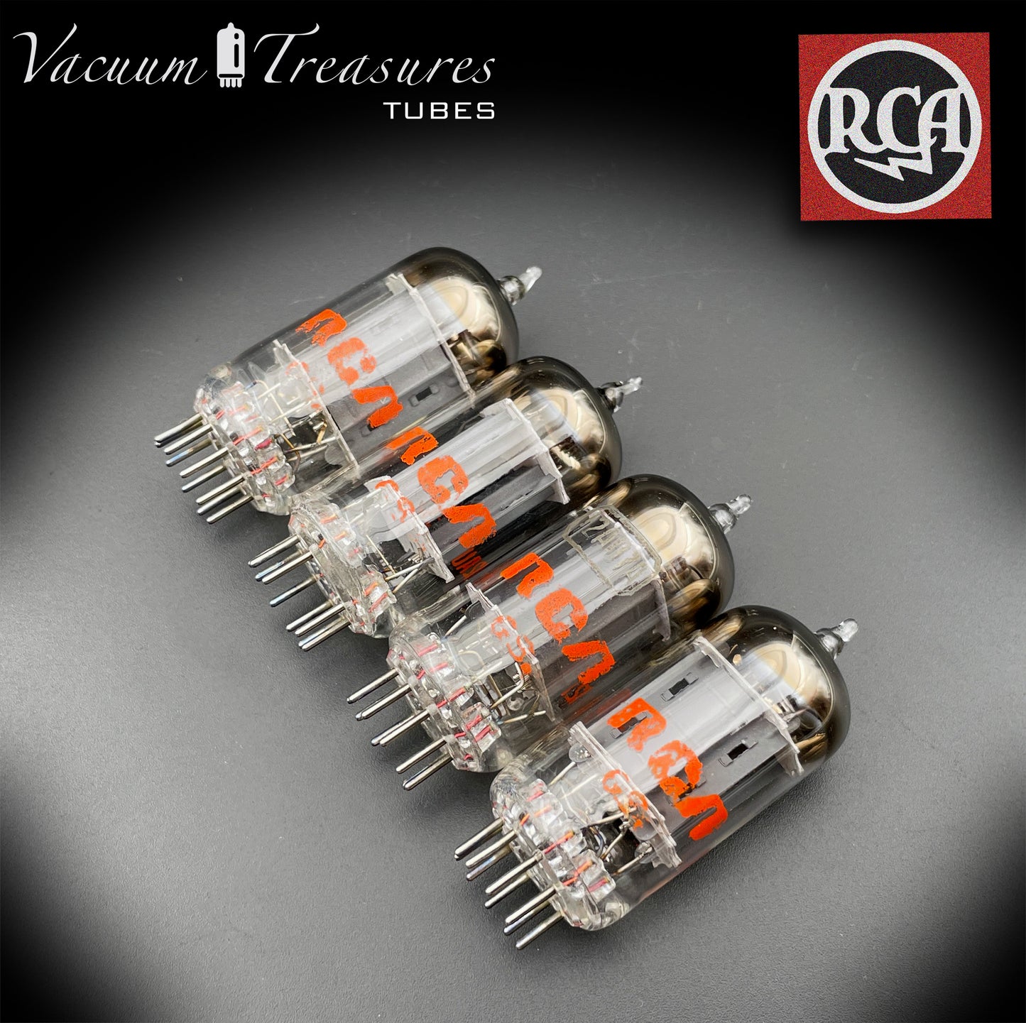 12AU7 A ( ECC82 ) RCA NOS Long Gray Plates Halo Getter Matched Tubes Made in USA