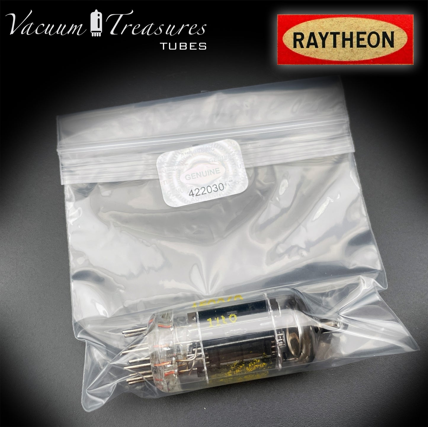 12AX7A ECC83 Baldwin RAYTHEON Tested Tube – Long Black Plates Halo Getter USA 1960s