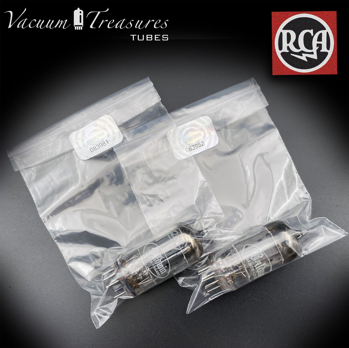 12AX7 ( ECC83 ) RCA for Baldwin Long Gray Plates Square Getter Matched Tubes MADE IN USA '59