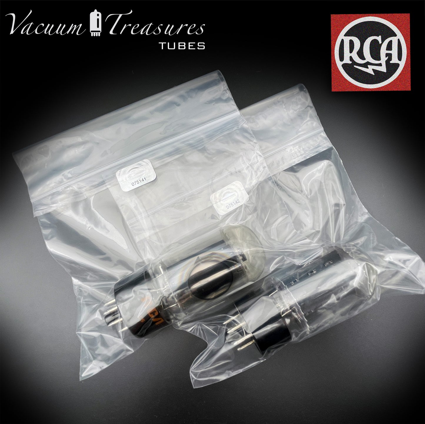 6L6GC RCA Black Plates Side Halo Getter – AMPLITREX Matched Pair – Made in USA – Like NOS