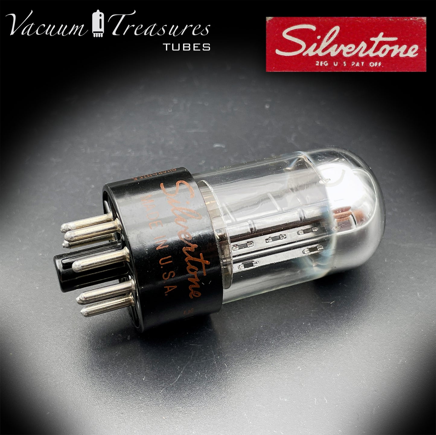 6SN7GTB NOS NIB Silvertone by SYLVANIA CHROME TOP Tested Tube Black Plates USA