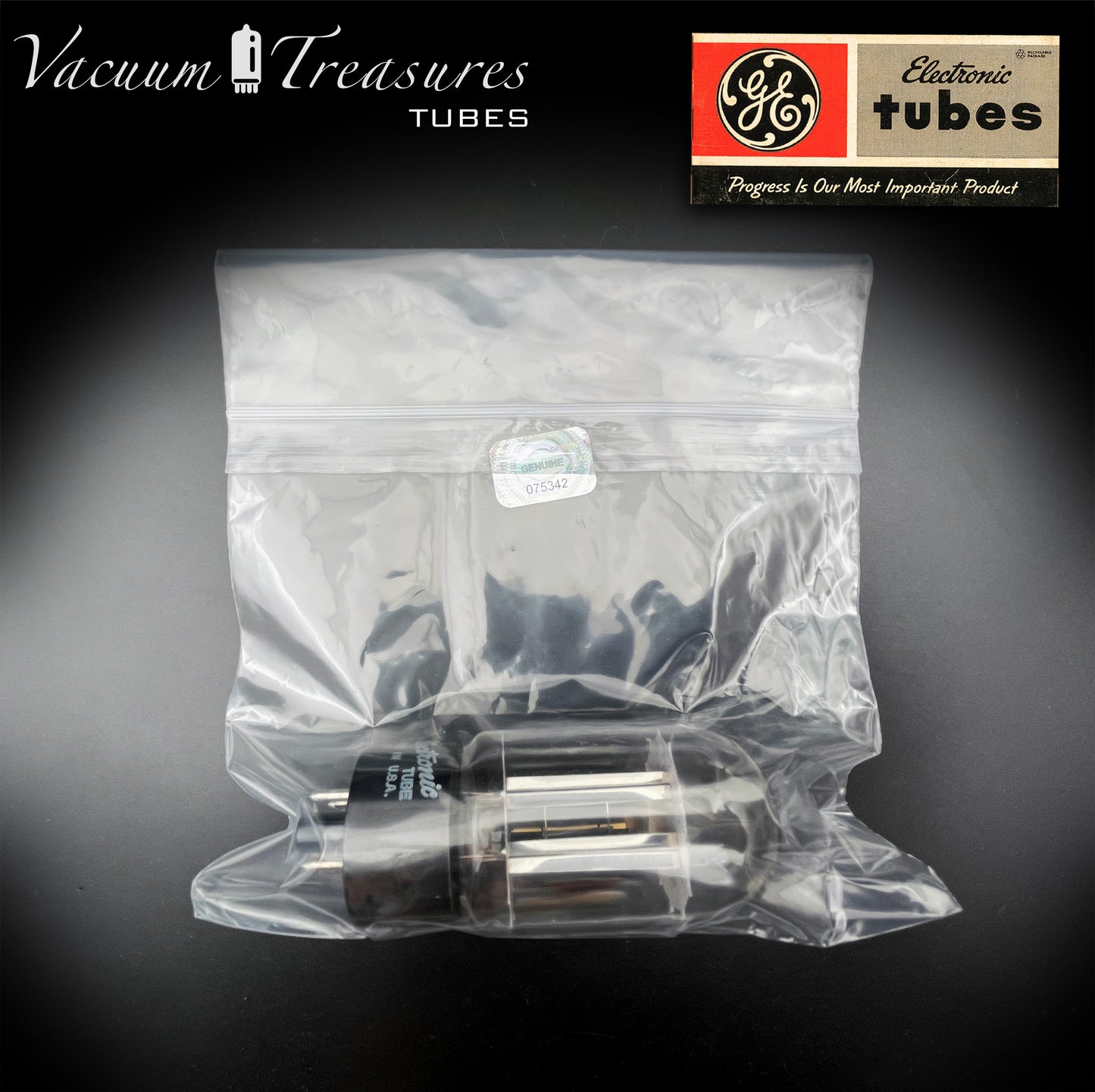 5V4GA GE Gray Plates Side Square Getter Rectifier Tube Made in USA ’62 - Tested Like NOS