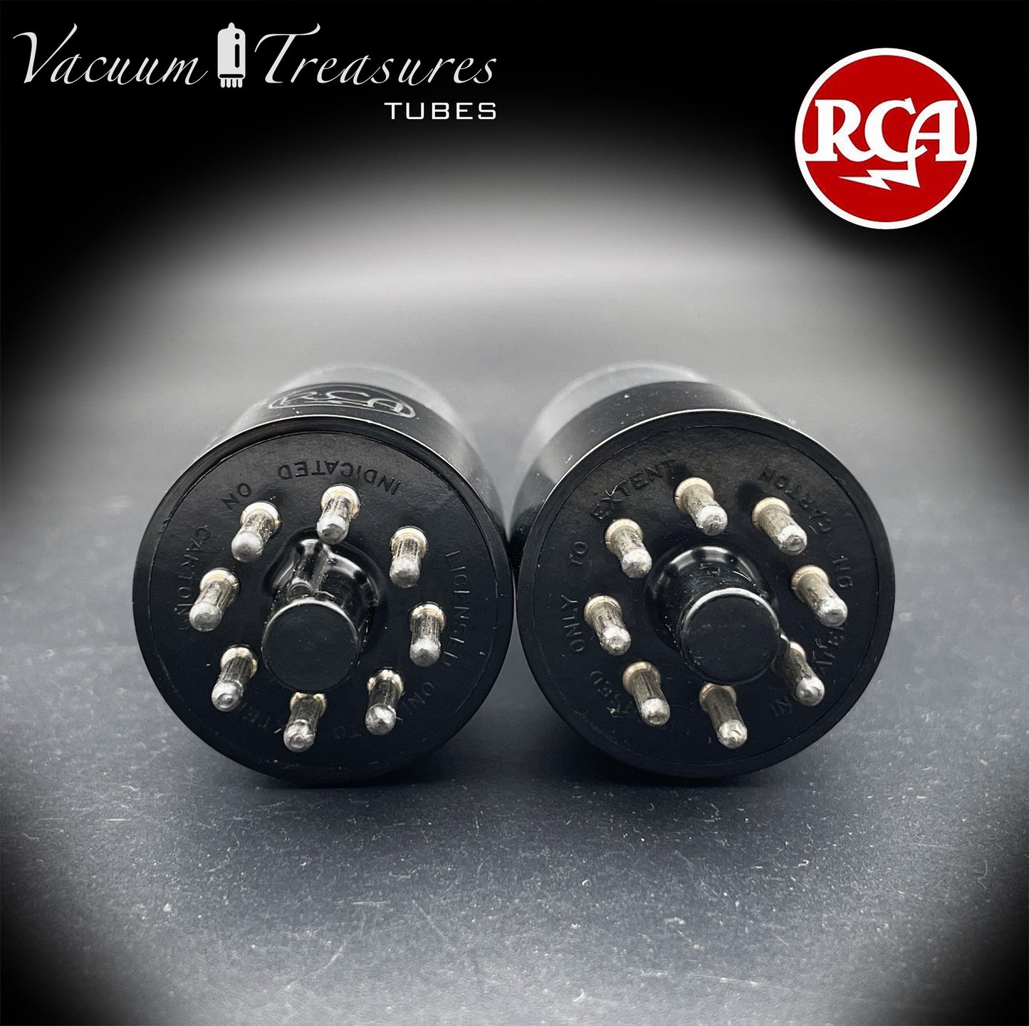 6SN7 GT RCA Radiotron Smoked Glass Matched Pair Silver Logo Black Plates D Getter AMPLITREX Tested Low Noise Tubes