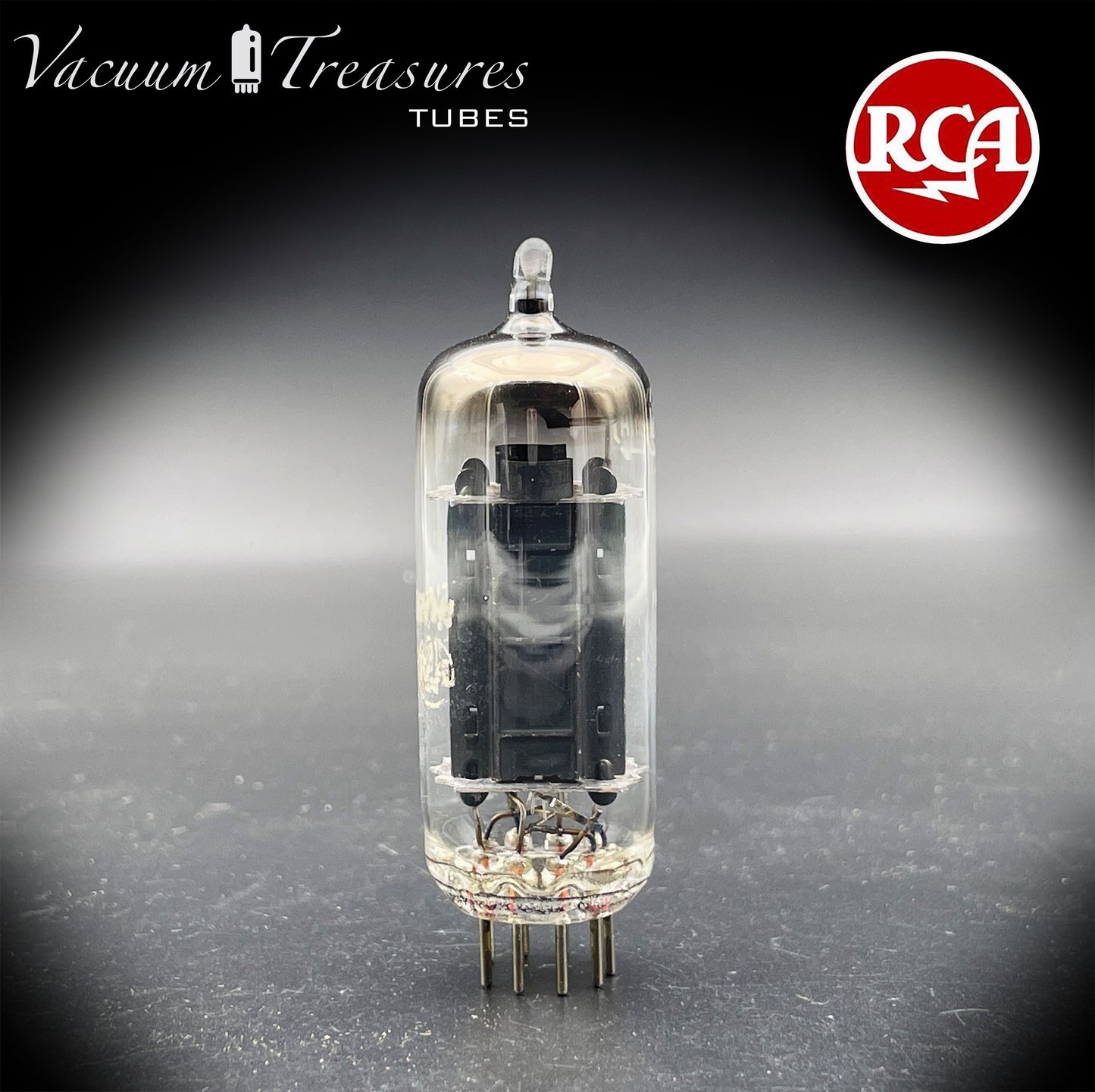 12BH7A RCA NOS NIB Black Plates Dimpled D-Foil Getter USA 1950s AMPLITREX Tested