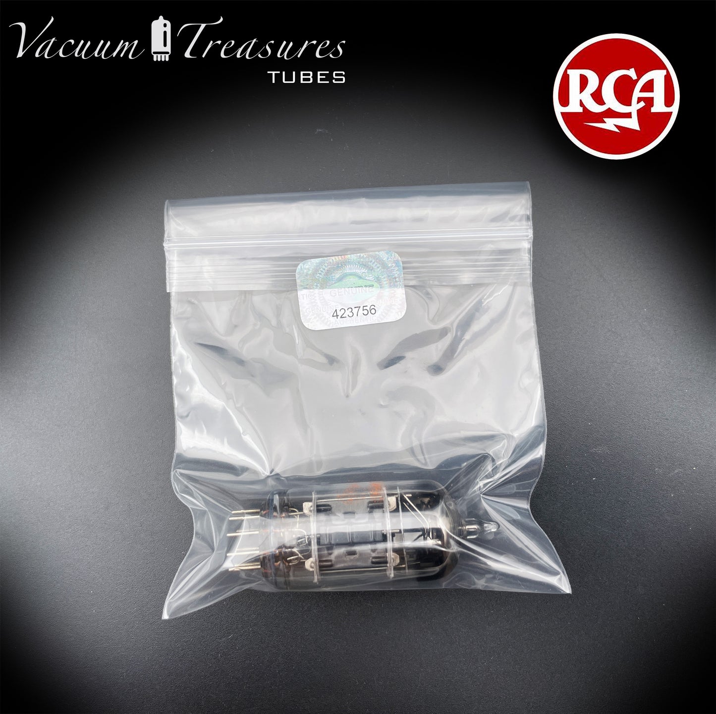 5751 RCA NOS Triple Mica Black Plates Square Getter Amplitrex Tested Tube Made in USA '50s