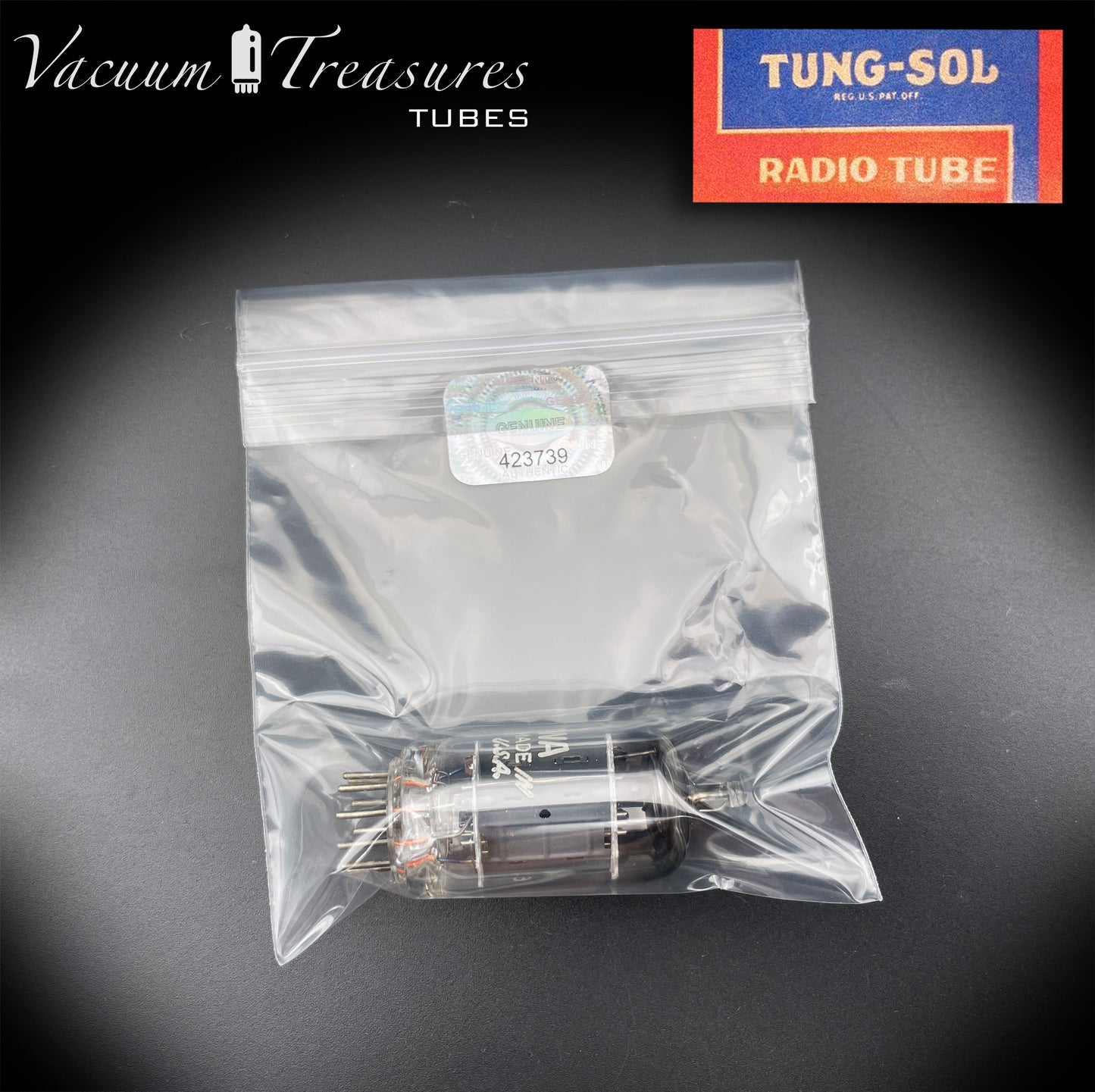 US AF 12AX7 WA E83CC NOS TUNG-SOL Long Gray Plates Halo Getter Tested Tube MADE IN USA '63