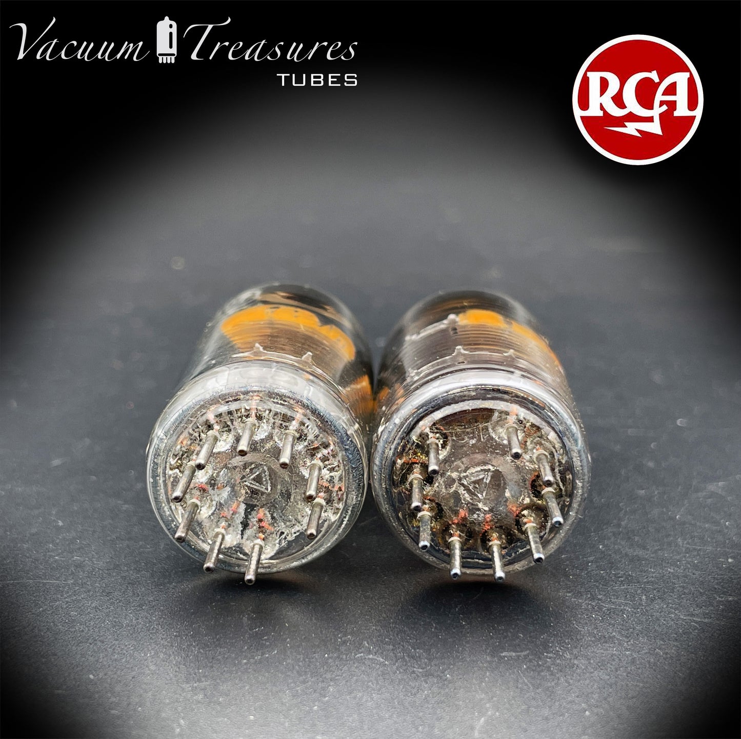 12AV7 RCA NOS NIB Black Plates Halo Getter Matched Pair Tubes Made in USA