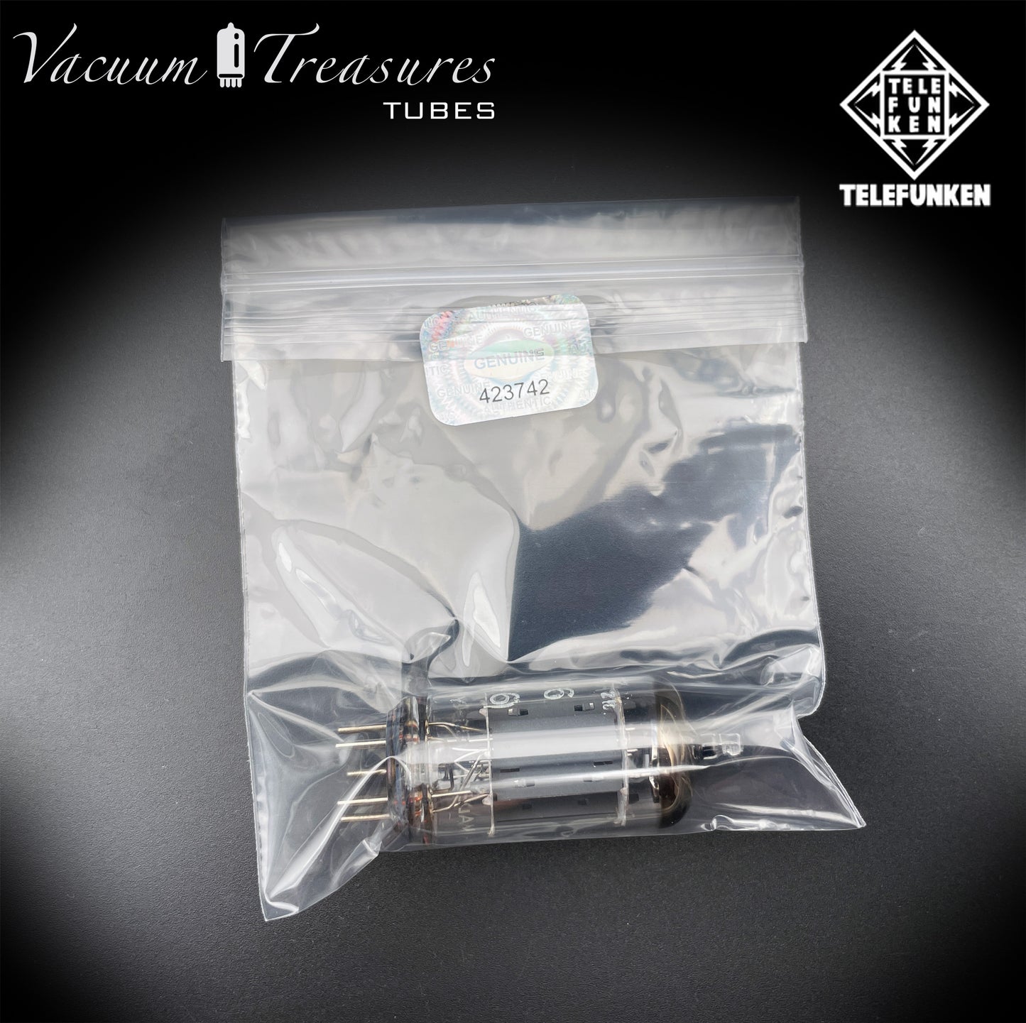 12AX7 ECC83 NOS Telefunken – Smooth Plates Diamond Bottom Tested Tube Western Germany