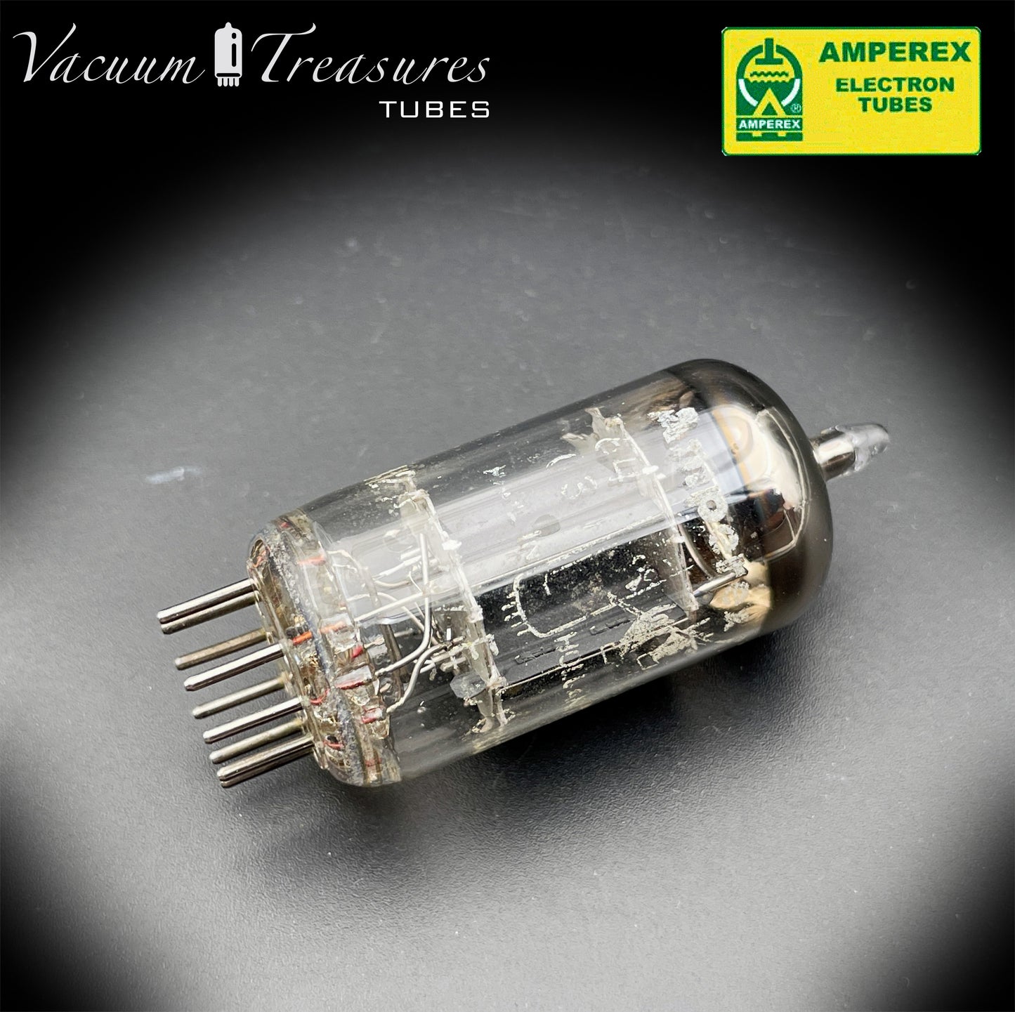 12AX7 ( ECC83 ) NOS AMPEREX Bugle Boy Short Plates Halo Getter Tested Tube MADE IN HOLLAND