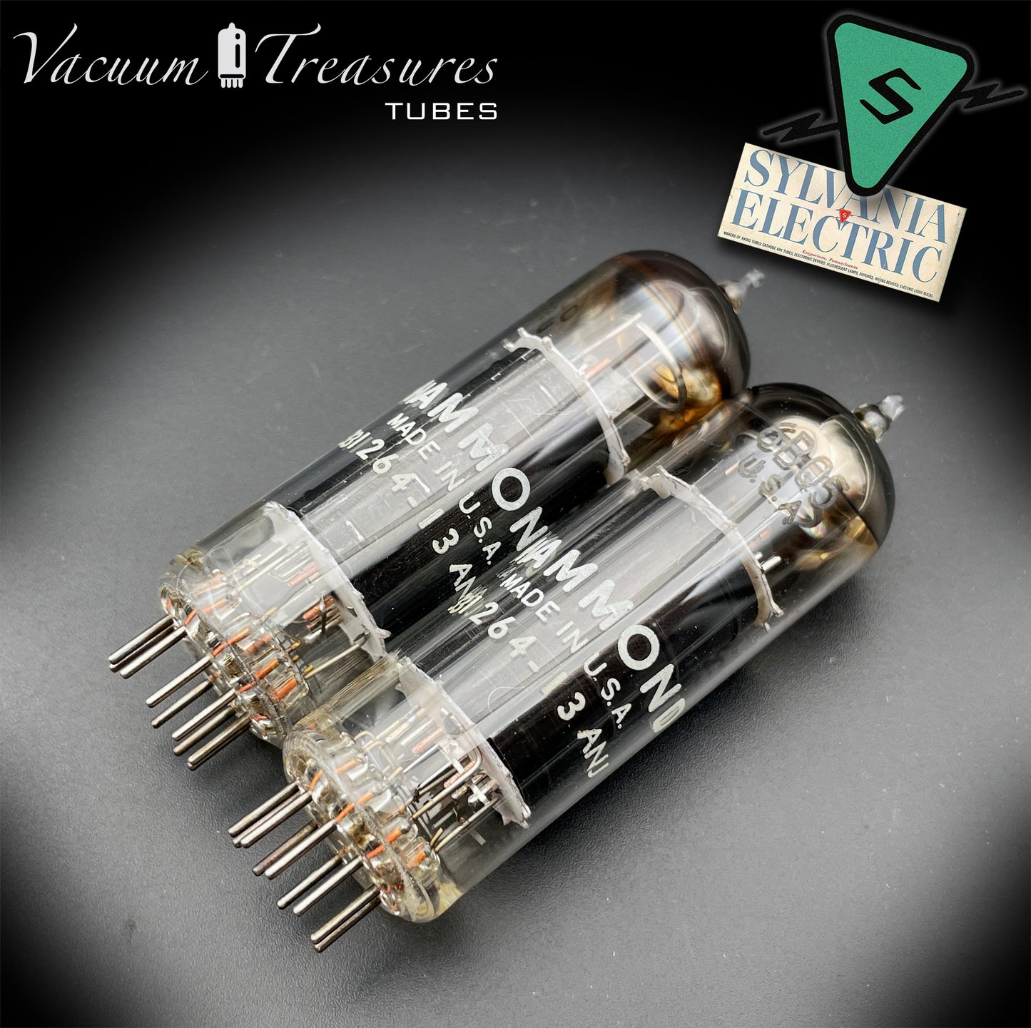 6BQ5 EL84 SYLVANIA for Hammond Matched Pair Black Plates Tubes Made in USA '64