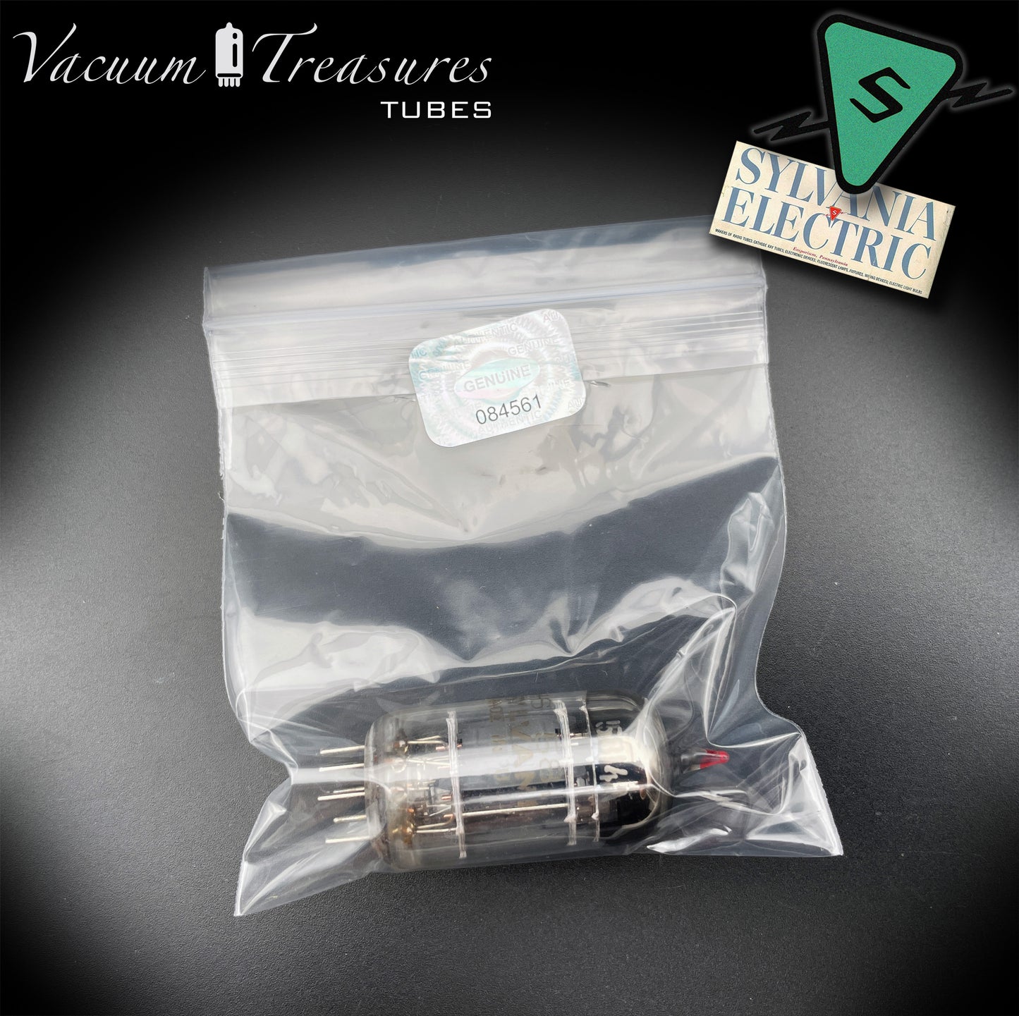 5814A / 12AU7 Sylvania Gold Brand Triple Mica Red Tip Square Getter Made in USA