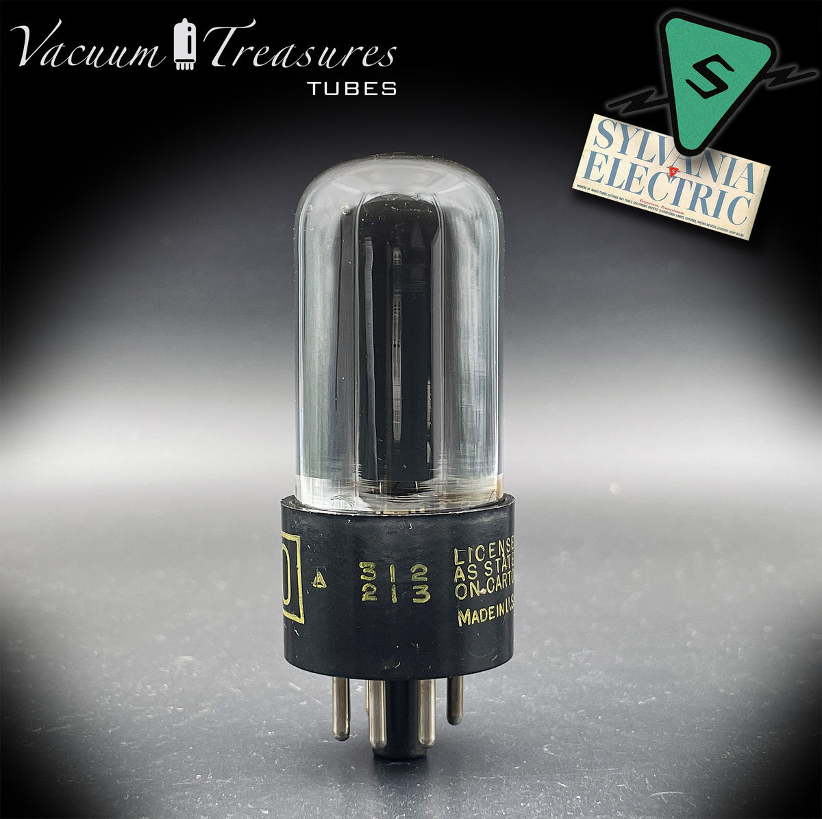6V6GT DELCO by Sylvania Black Plate Smoked Glass Foil Getter AMPLITREX Tested Tube USA 1952