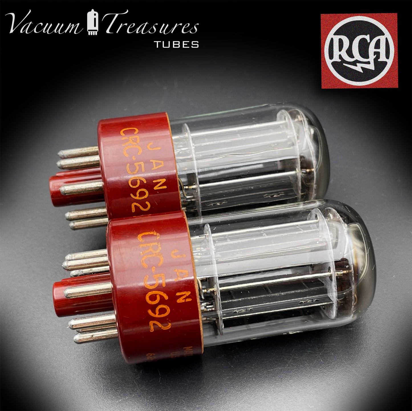 5692 ( 6SN7 GT ) RCA NOS TUBE LEGENDARY RED BASE Black Plates Matched Pair Tubes Made in USA