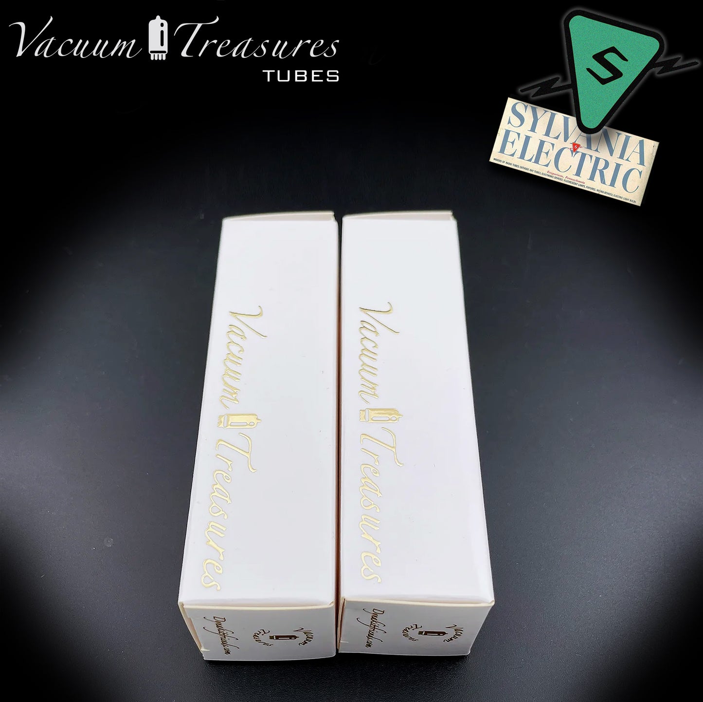 5963 ( ECC82 12AU7 WA ) Hewlett-Packard by SYLVANIA Gray Plates Halo Getter Long Plates Matched Pair Made in USA