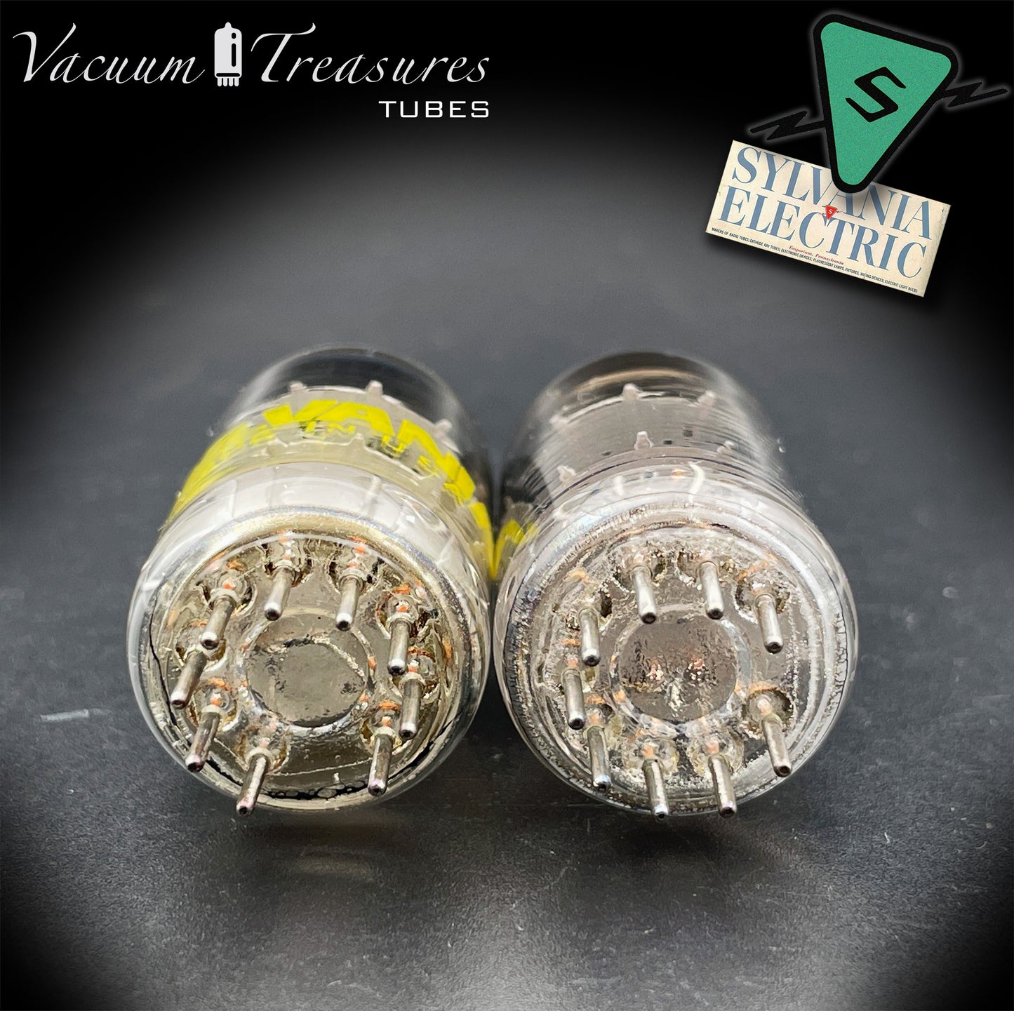 12AT7 / ECC81 SYLVANIA NOS – Black Square Plates Halo Getter – Export Quality Made in USA