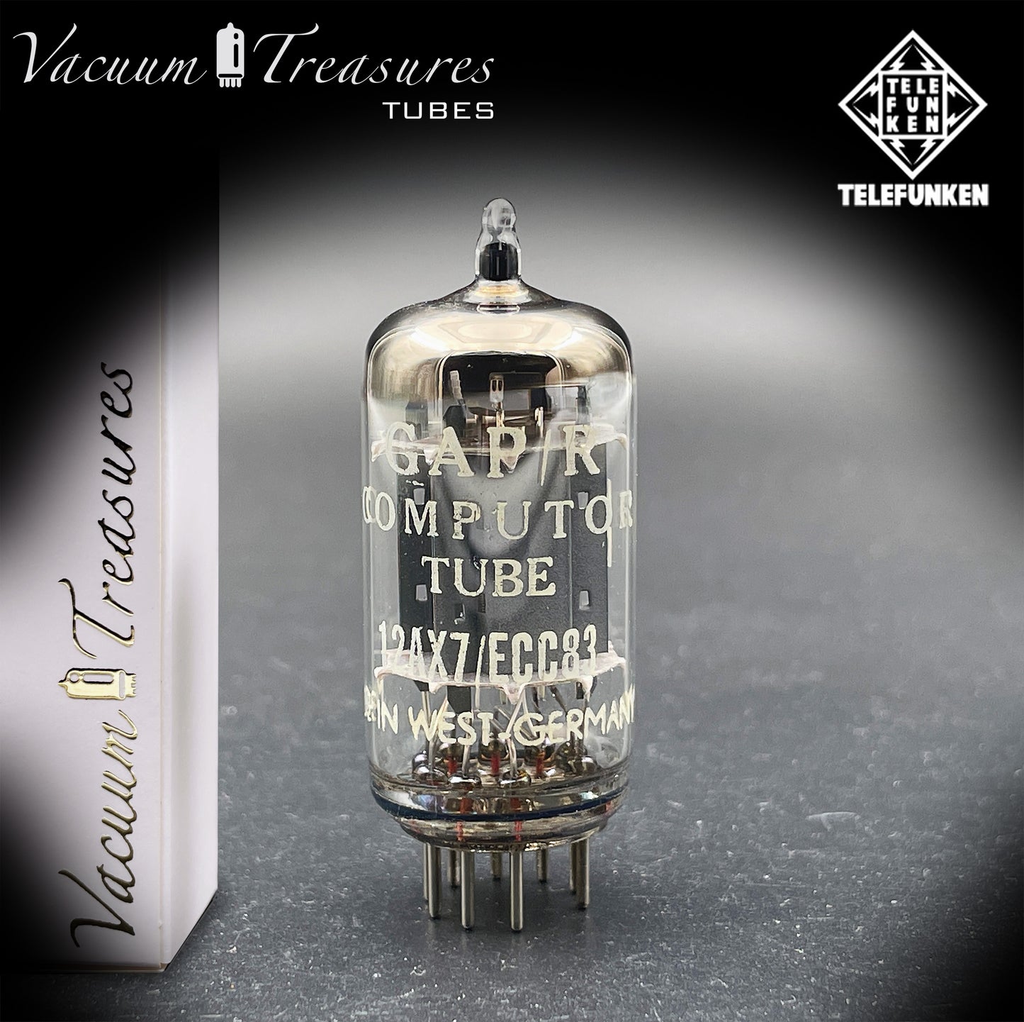 ECC83 / 12AX7 TELEFUNKEN Smooth Plates Diamond Bottom Tube Made in GERMANY