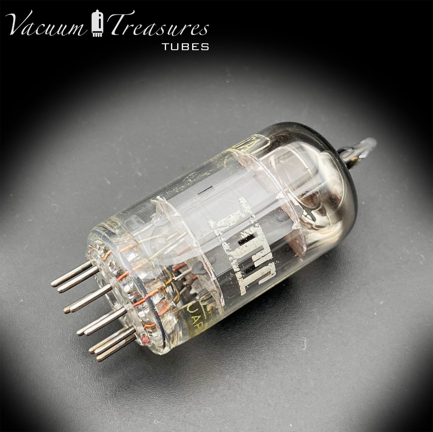 12AU7 / ECC82 NOS ITT Short Gray Plates Halo Getter AMPLITREX Tested – Low Noise & Microphonics Tube