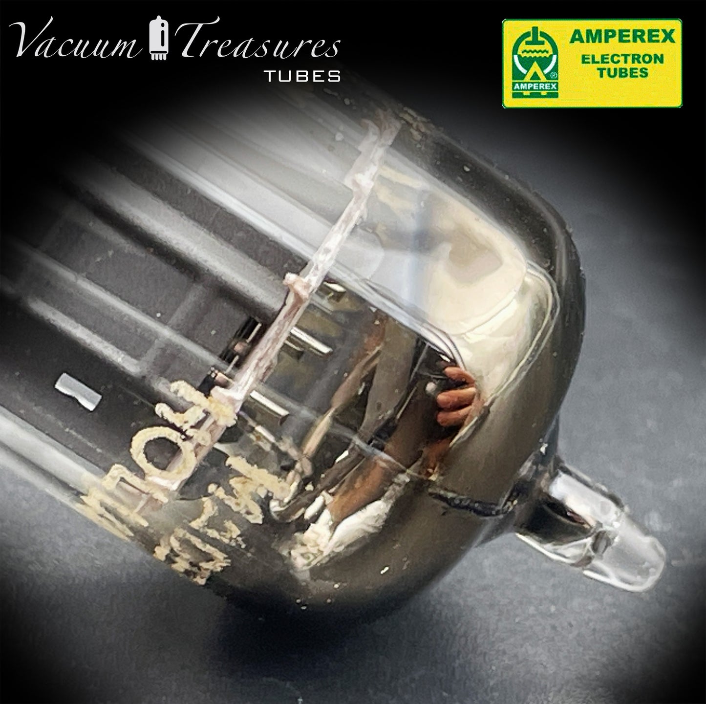 12AX7 / ECC83 NOS Amperex Bugle Boy Matched Pair AMPLITREX Tested Long Plates Foil Getter '50s