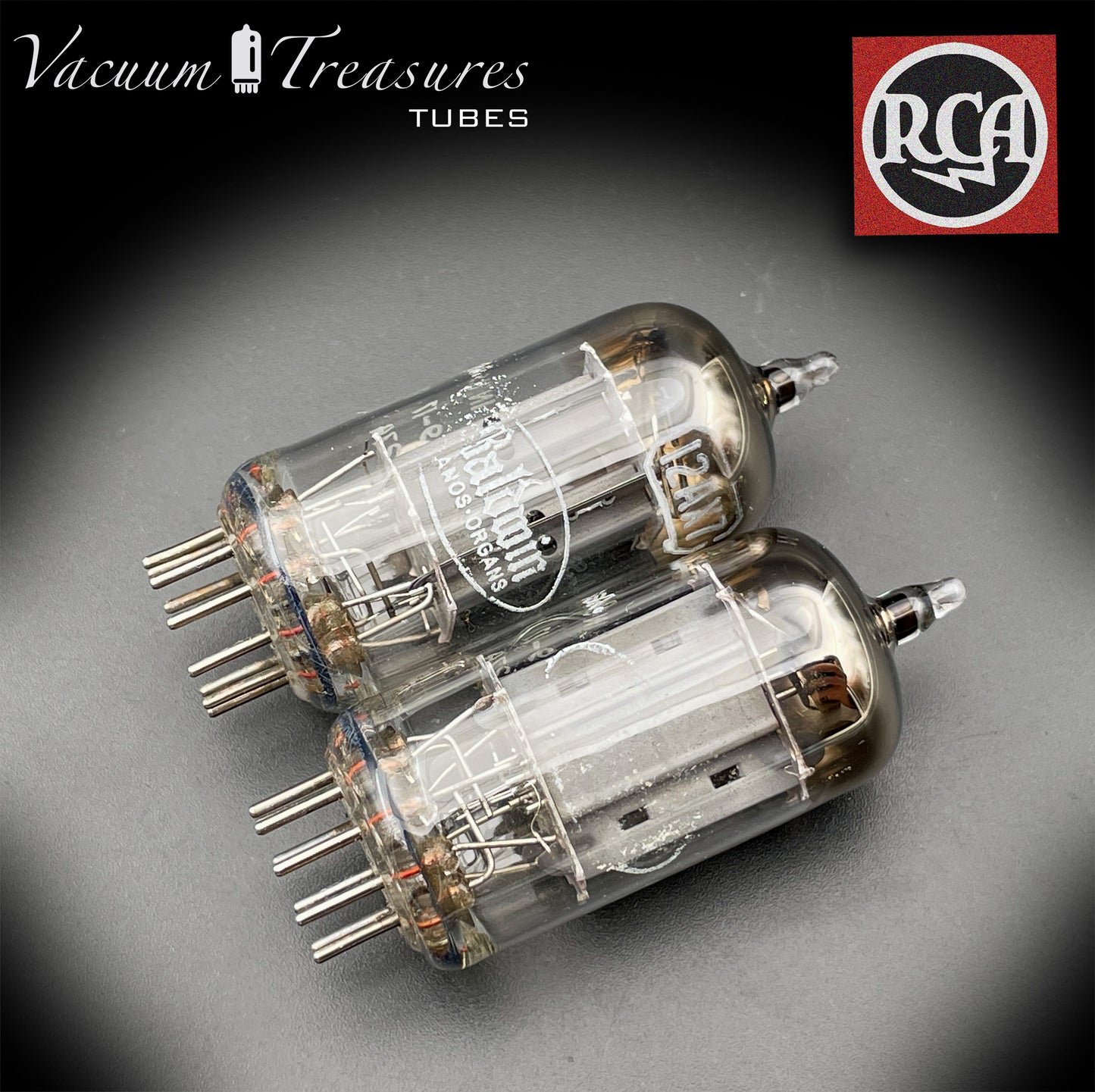 12AX7 ( ECC83 ) RCA for Baldwin Long Gray Plates Square Getter Matched Tubes MADE IN USA '59