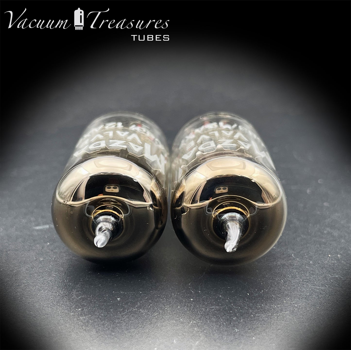 12AX7 / ECC83 Mazda Valve Tested Pair Same Date Codes Short Gray Plates Halo Getter Made in England BVA