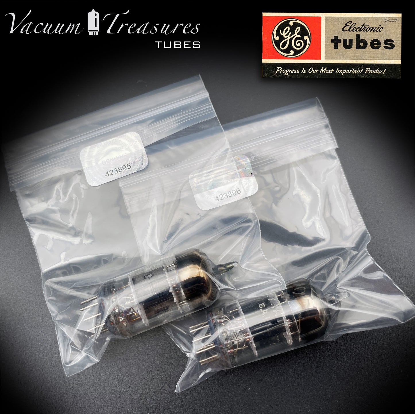 6201 JG-12AT7WA GE Tested Pair 3 Mica Black Wing Plates Made in USA