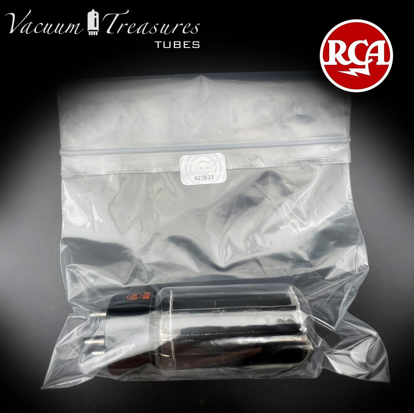 5V3A 5AU4 RCA NOS NIB Black Plates Round Getter Rectifier Tube - Amplitrex Tested - Made in USA