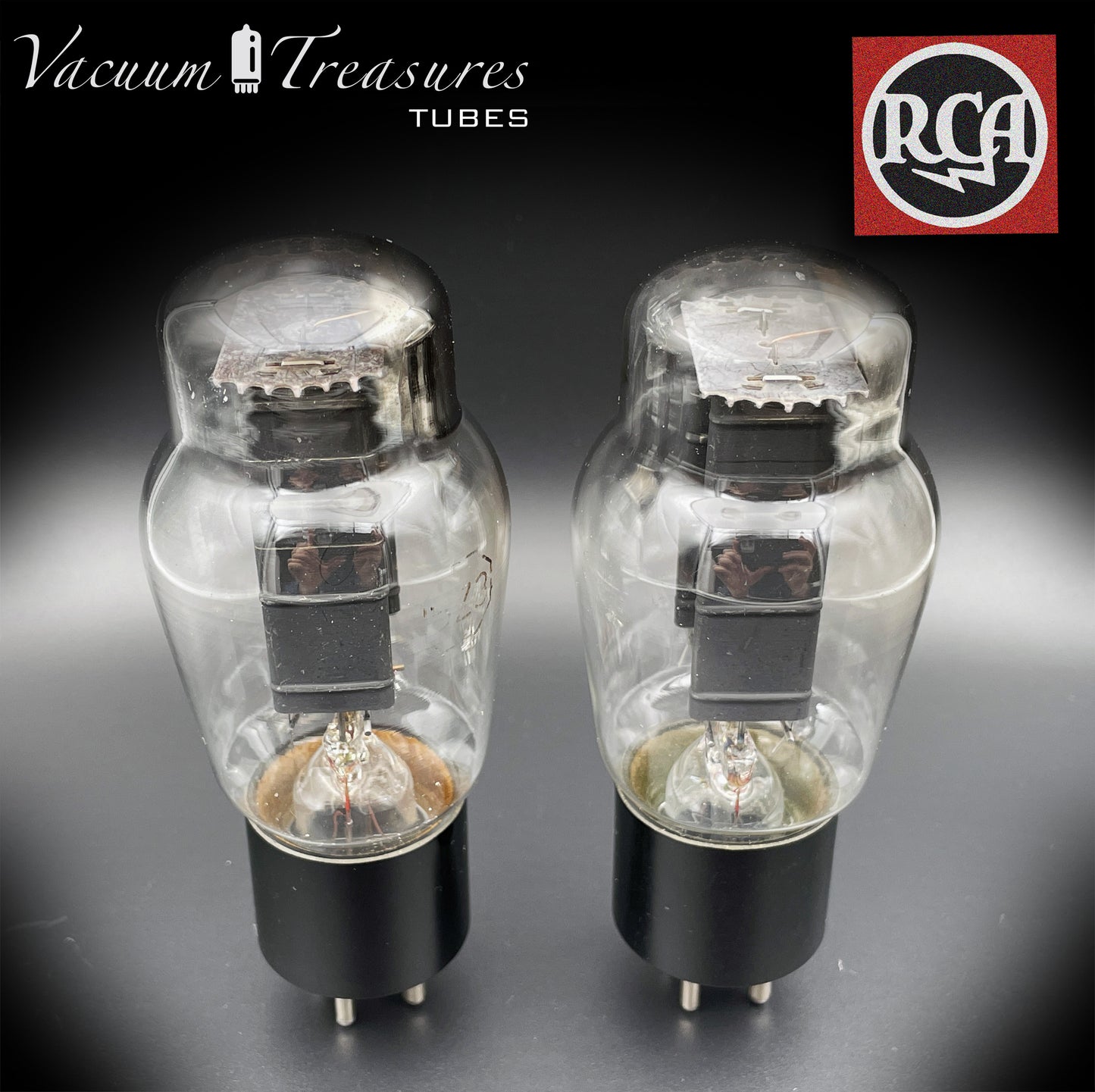 5Z3 ( VT-145 ) RCA Black Plates Top Side [] Getter Matched Pair Tubes Rectifiers Made in USA