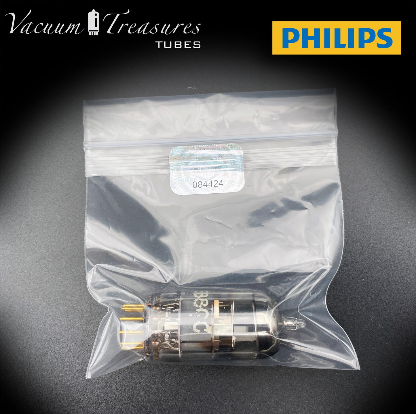 E88CC ( 6922 ) PHILIPS Special Quality Halo Getter Tube Gold Pin Made in Holland '66