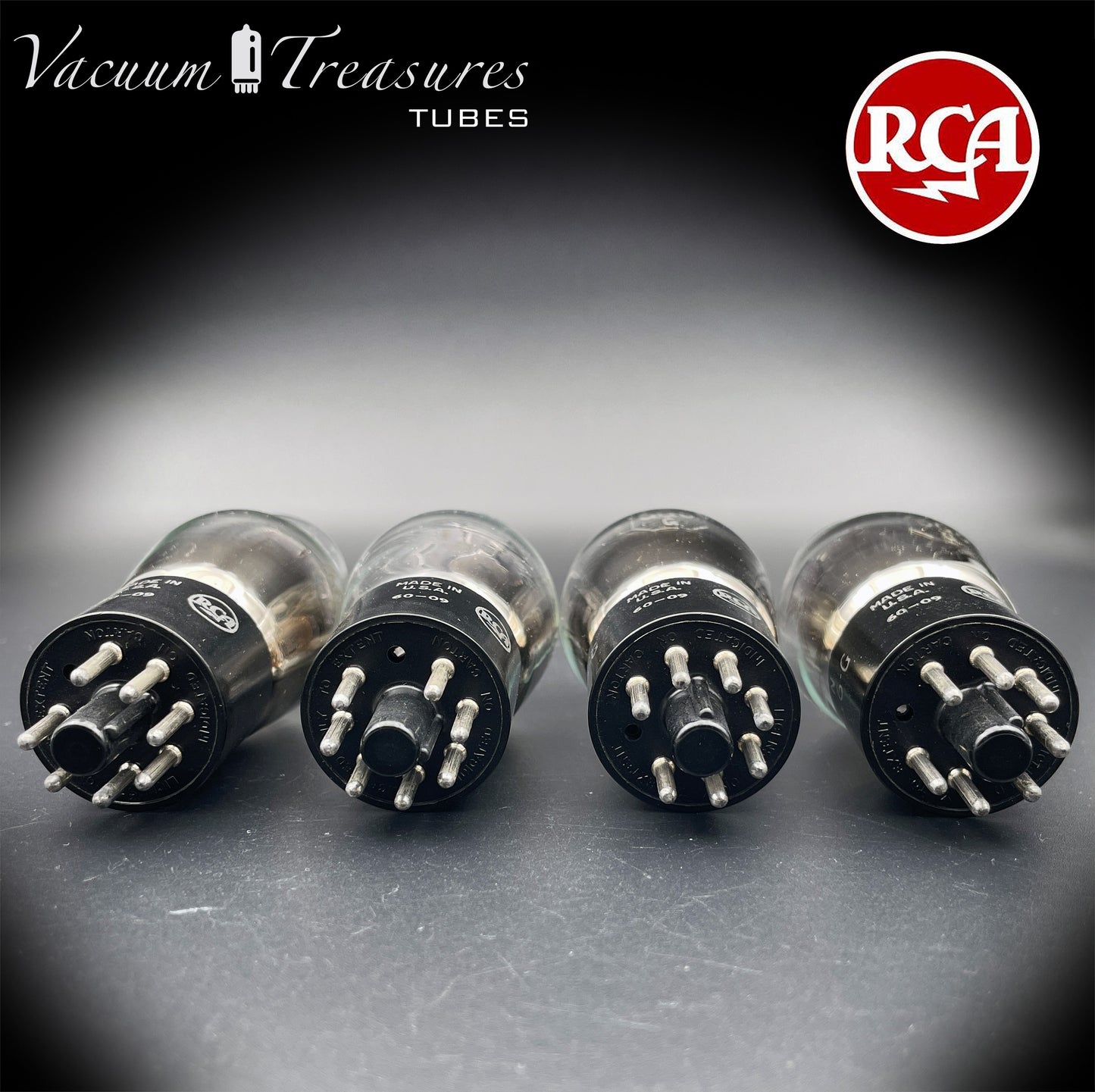 6G6G = VT-198A = 6G6GT RCA NOS NIB Matched Quad Black Plates Square Getter Power Pentode USA