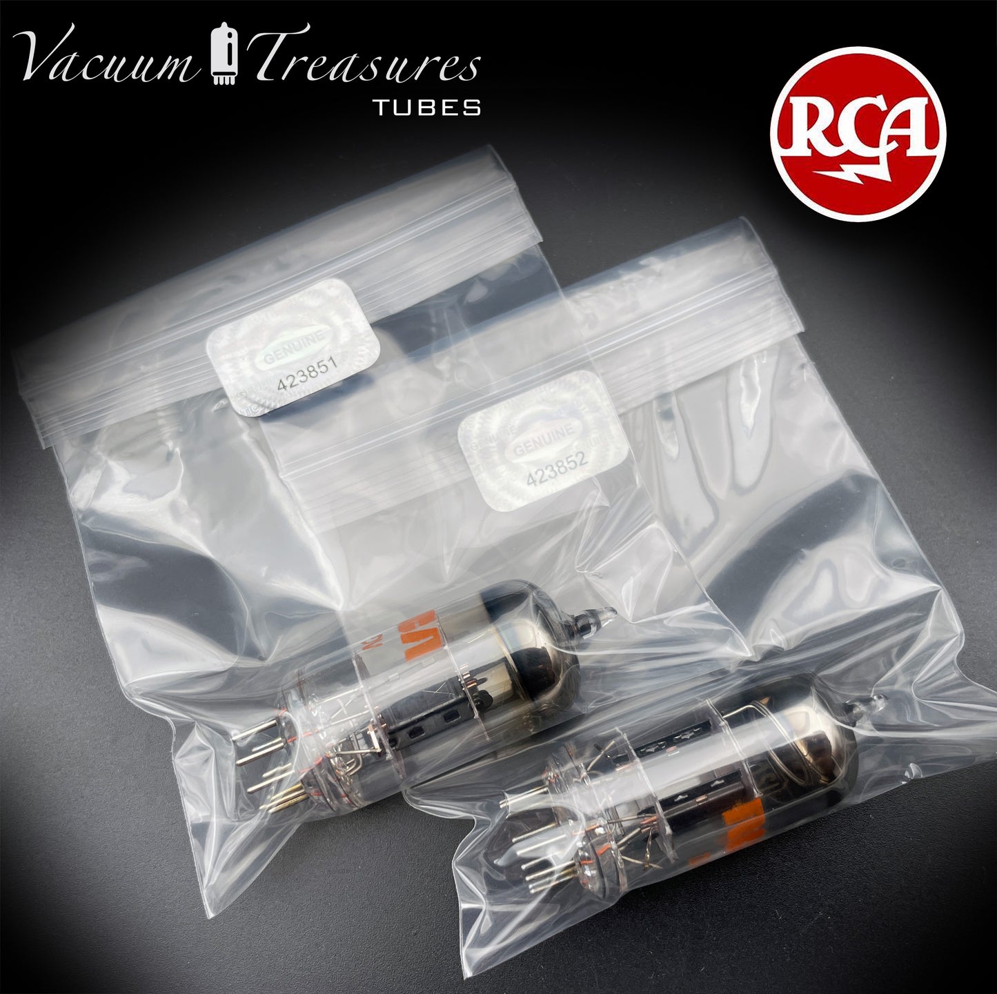 12AV7 RCA NOS NIB Black Plates Halo Getter Matched Pair Tubes Made in USA