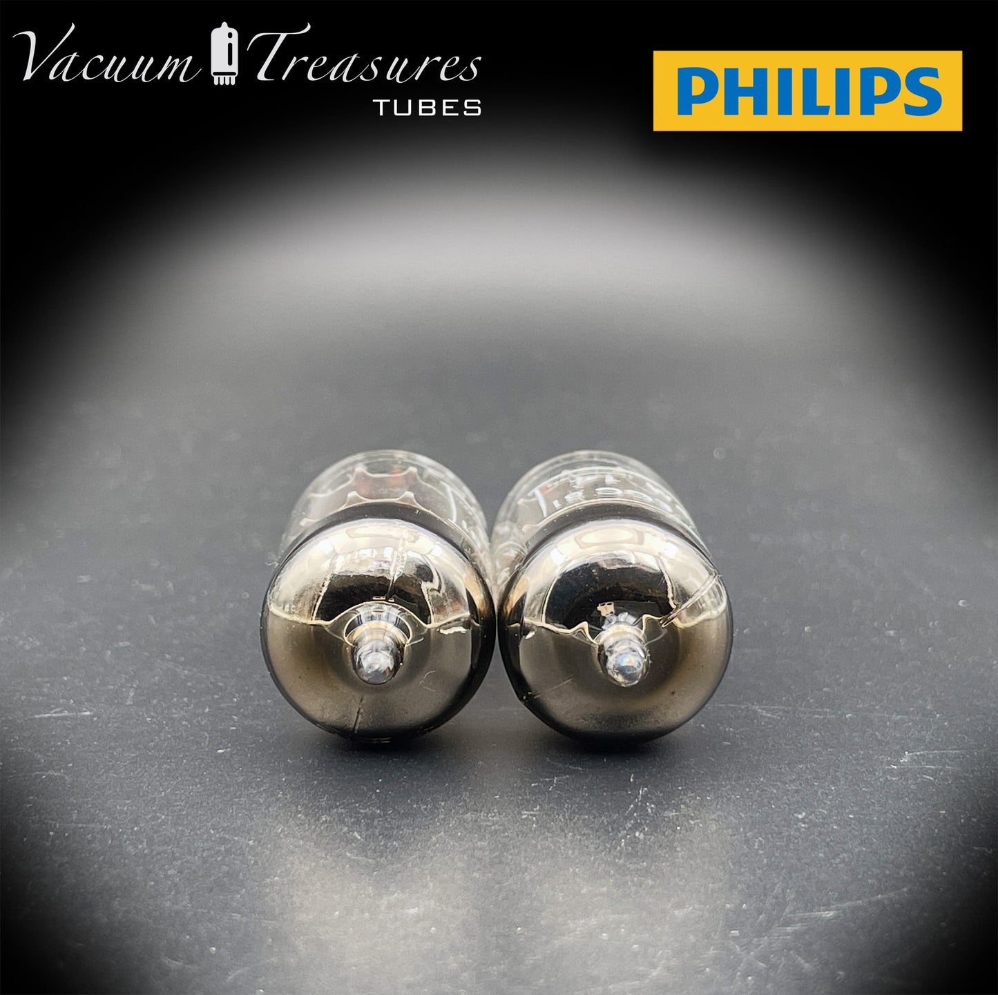 12AT7 ( ECC81 ) NOS NIB PHILIPS by Mullard, Blackburn Plant, Wing Gray Plates Halo Getter Matched Pair Tubes MADE IN GT. BRITAIN