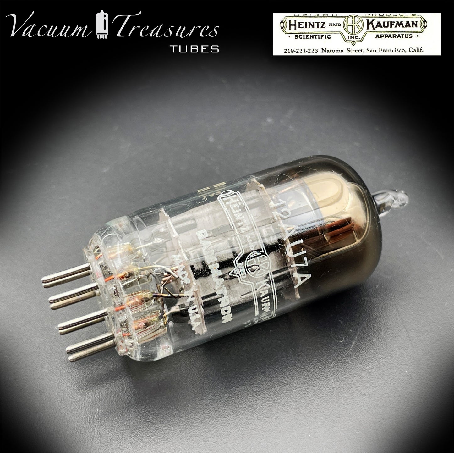 12AU7A / ECC82 Heinz & Kauffman Black Plates Horse Shoe Getter Made in USA