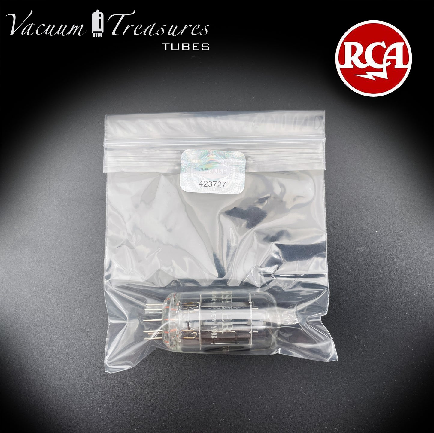 7025 12AX7 RCA Clear Top Long Gray Plates Side D Getter Tested Tube Made in USA '60s